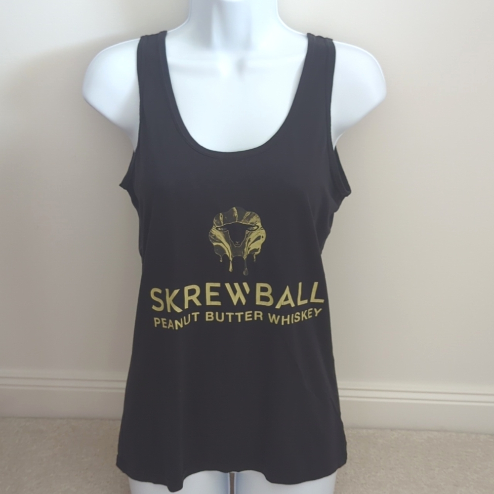 Anvil stretch sleeveless Skrewball Peanut Butter Whiskey M black tank top